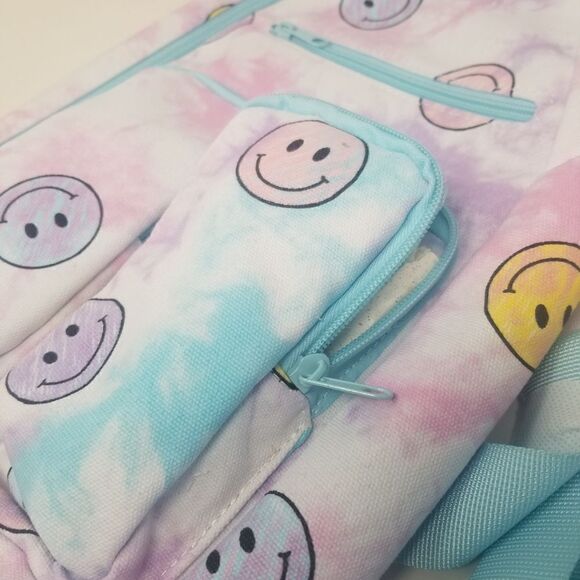 Cute Pastel Smiley Face Sling Backpack. - Picture 3 of 11